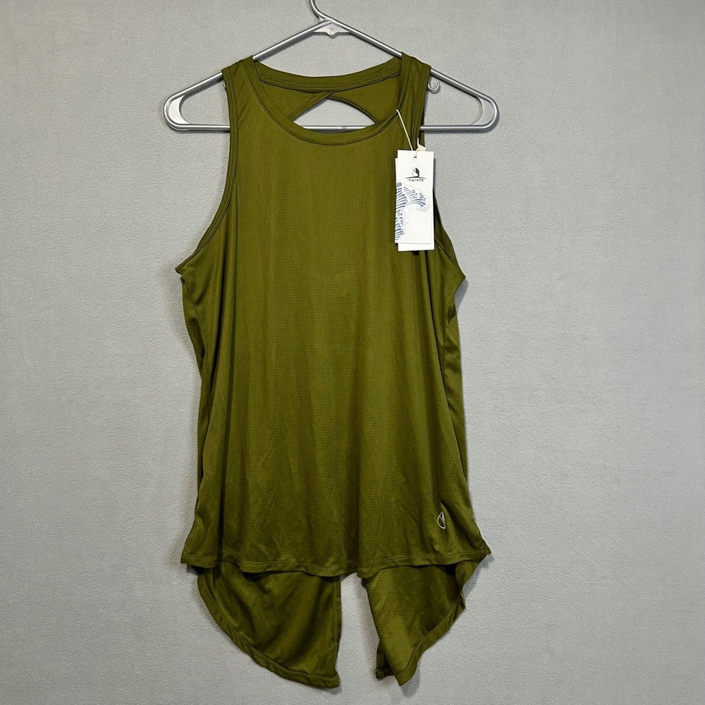 ICYZONE Womens‎ Active Tank Top Olive Green Size Small Athletic Open Back